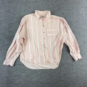 Weathered Blues Shirt Mens Medium Pink Striped‎ Long Sleeve Button Up Casual